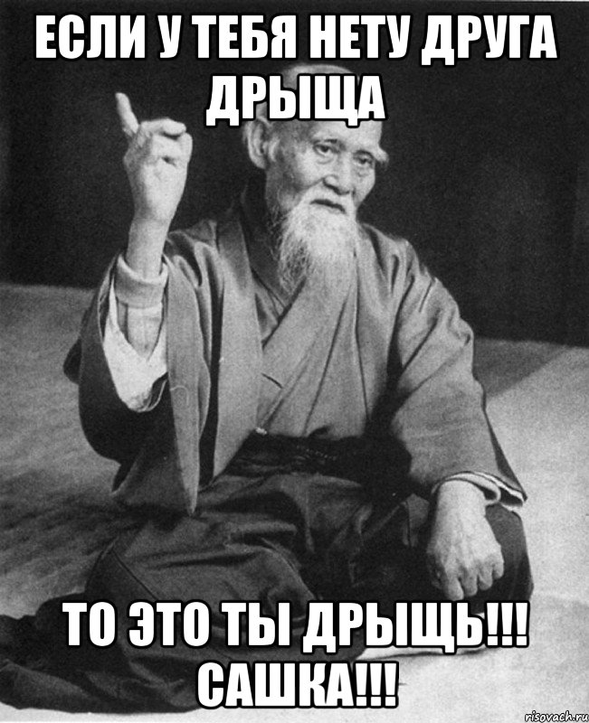 ЕСЛИ У ТЕБЯ НЕТУ ДРУГА ДРЫЩА ТО ЭТО ТЫ ДРЫЩЬ!!! САШКА!!!, Мем Монах-мудрец (сэнсей)