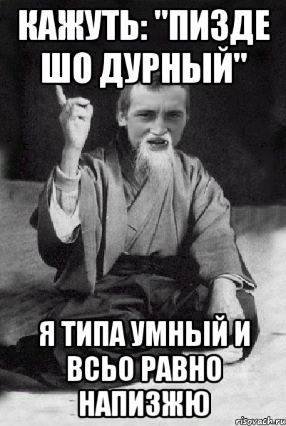 Кажуть: "Пизде шо дурный" Я типа умный и всьо равно напизжю, Мем Мудрий паца