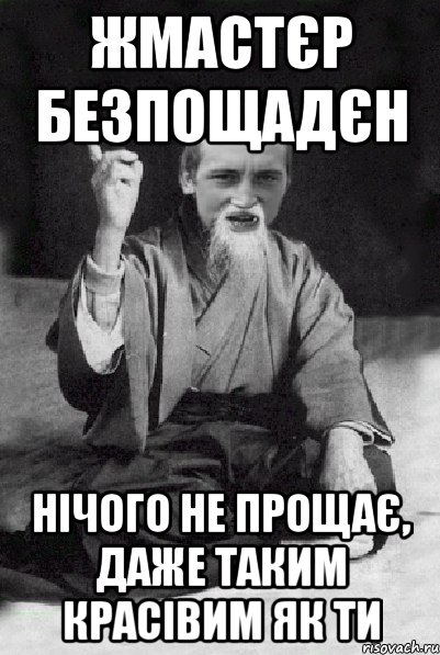 жмастєр безпощадєн нічого не прощає, даже таким красівим як ти, Мем Мудрий паца