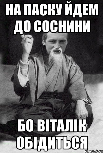 НА ПАСКУ ЙДЕМ ДО СОСНИНИ БО ВІТАЛІК ОБІДИТЬСЯ, Мем Мудрий паца