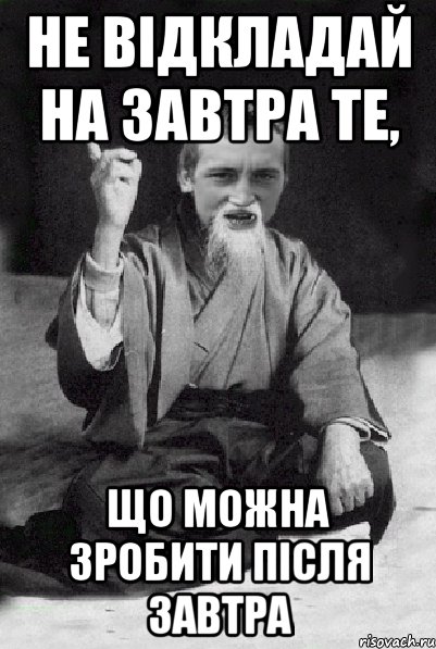 Не відкладай на завтра те, що можна зробити після завтра, Мем Мудрий паца