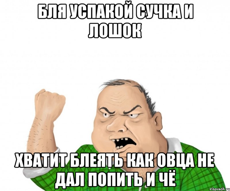 бля успакой сучка и лошок хватит блеять как овца не дал попить и чё, Мем мужик