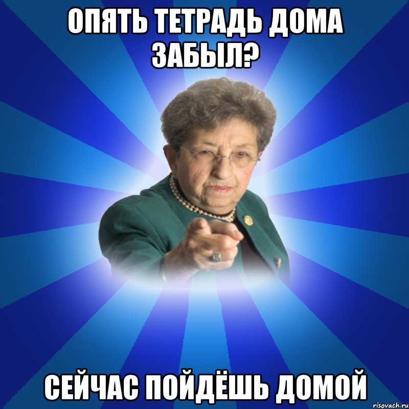 ОПЯТЬ ТЕТРАДЬ ДОМА ЗАБЫЛ? СЕЙЧАС ПОЙДЁШЬ ДОМОЙ, Мем Наталья Ивановна