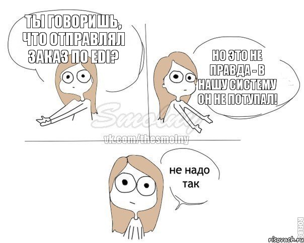 Ты говоришь, что отправлял заказ по EDI? Но это не правда - в нашу систему он не потупал!, Комикс Не надо так 2 зоны