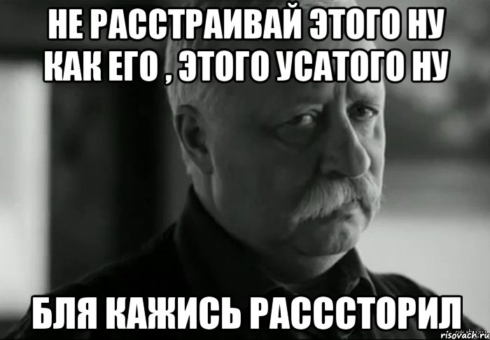 не расстраивай этого ну как его , этого усатого ну бля кажись расссторил, Мем Не расстраивай Леонида Аркадьевича