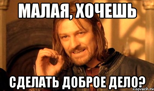 Малая, хочешь Сделать доброе дело?, Мем Нельзя просто так взять и (Боромир мем)