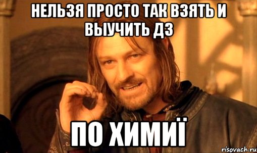 нельзя просто так взять и выучить ДЗ по химиї, Мем Нельзя просто так взять и (Боромир мем)