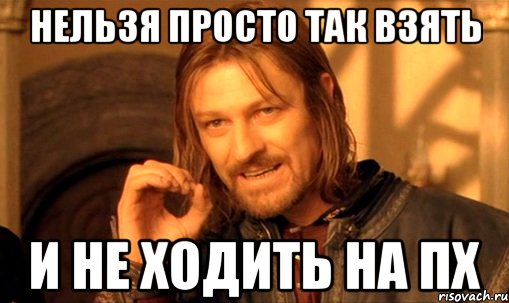 Нельзя просто так взять и не ходить на ПХ, Мем Нельзя просто так взять и (Боромир мем)