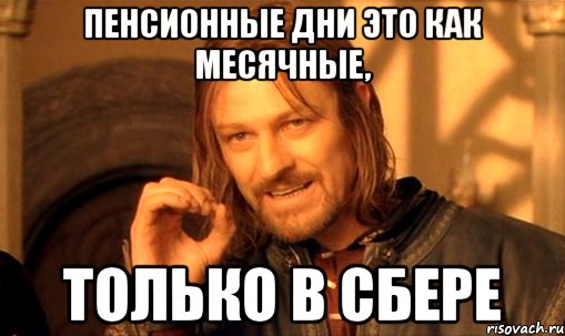 Пенсионные дни это как месячные, Только в сбере, Мем Нельзя просто так взять и (Боромир мем)