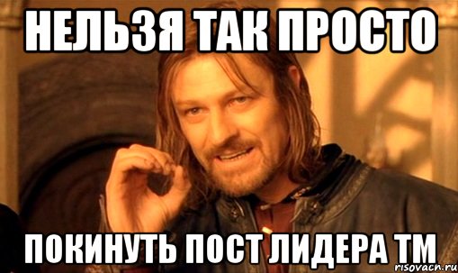 Нельзя так просто покинуть пост лидера ТМ, Мем Нельзя просто так взять и (Боромир мем)