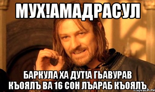 Мух!амадрасул баркула ха дут!а гьавурав къоялъ ва 16 сон лъараб къоялъ, Мем Нельзя просто так взять и (Боромир мем)