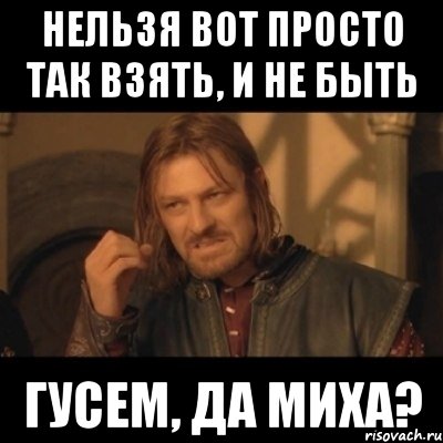 Нельзя вот просто так взять, и не быть гУсем, да миха?, Мем Нельзя просто взять