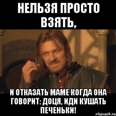 Нельзя просто взять, и отказать маме когда она говорит: Доця, иди кушать печеньки!, Мем Нельзя просто взять