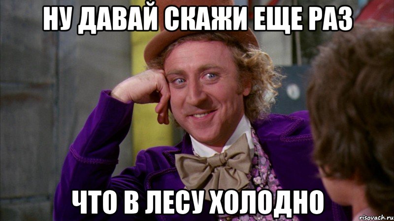 ну давай скажи еще раз что в лесу холодно, Мем Ну давай расскажи (Вилли Вонка)