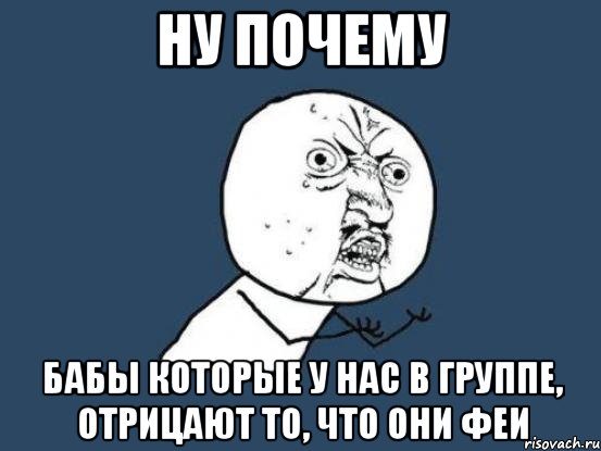 Ну почему Бабы которые у нас в группе, отрицают то, что они Феи, Мем Ну почему