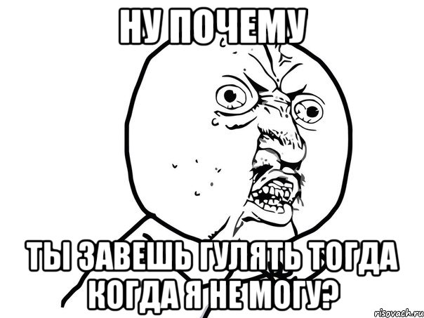 ну почему ты завешь гулять тогда когда я не могу?, Мем Ну почему (белый фон)