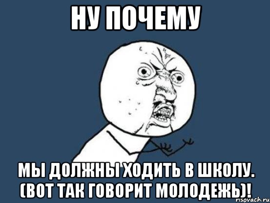 Ну почему Мы должны ходить в школу. (Вот так говорит молодежь)!, Мем Ну почему