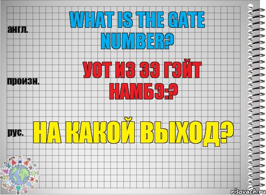 What is the gate number? уот из зэ гэйт намбэ:? На какой выход?