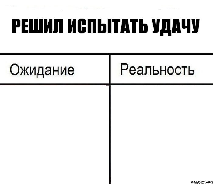 Решил испытать удачу  , Комикс  Ожидание - реальность