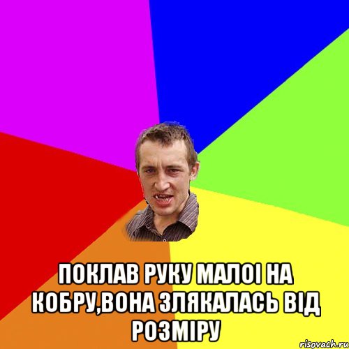  Поклав руку малоі на кобру,вона злякалась від розміру, Мем Чоткий паца