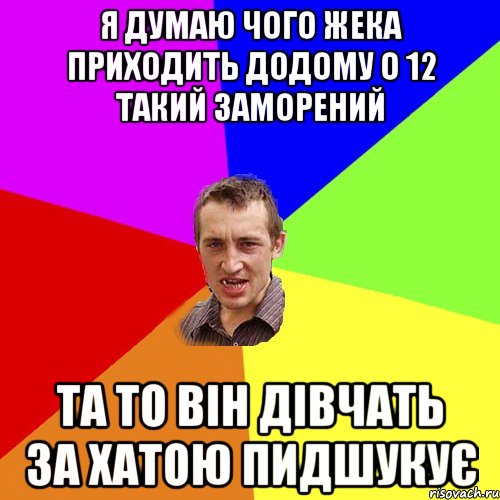 Я думаю чого жека приходить додому о 12 такий заморений Та то він дівчать за хатою пидшукує, Мем Чоткий паца