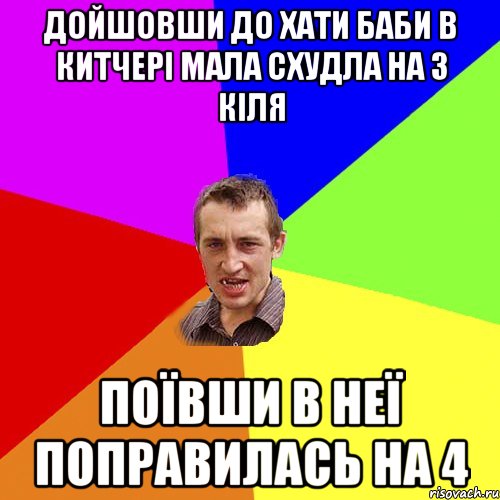 дойшовши до хати баби в китчері мала схудла на 3 кіля поївши в неї поправилась на 4, Мем Чоткий паца