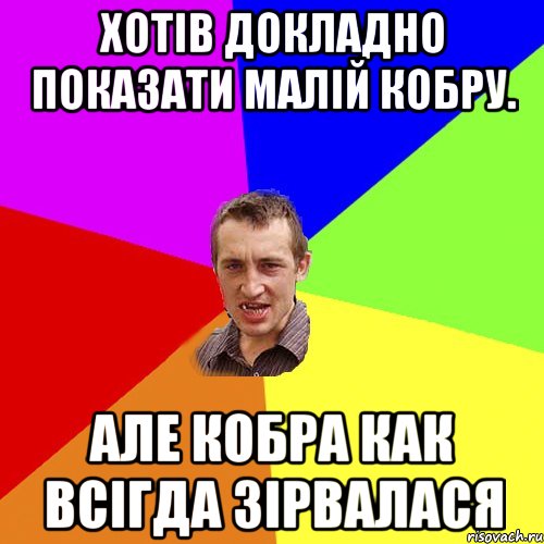 Хотів докладно показати малій кобру. Але кобра как всігда зірвалася, Мем Чоткий паца