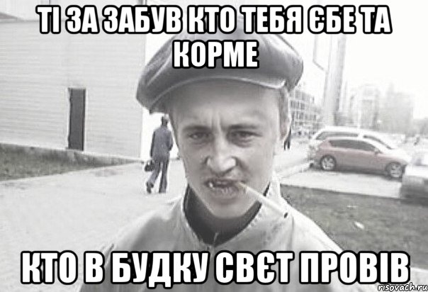 Ті за забув кто тебя єбе та корме кто в будку свєт провів, Мем Пацанська философия