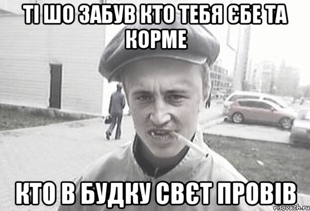 Ті шо забув кто тебя єбе та корме кто в будку свєт провів, Мем Пацанська философия