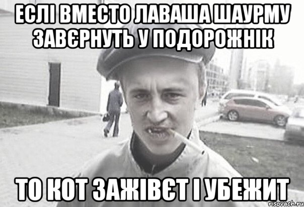 ЕСЛІ ВМЕСТО ЛАВАША ШАУРМУ ЗАВЄРНУТЬ У ПОДОРОЖНІК ТО КОТ ЗАЖІВЄТ І УБЕЖИТ, Мем Пацанська философия