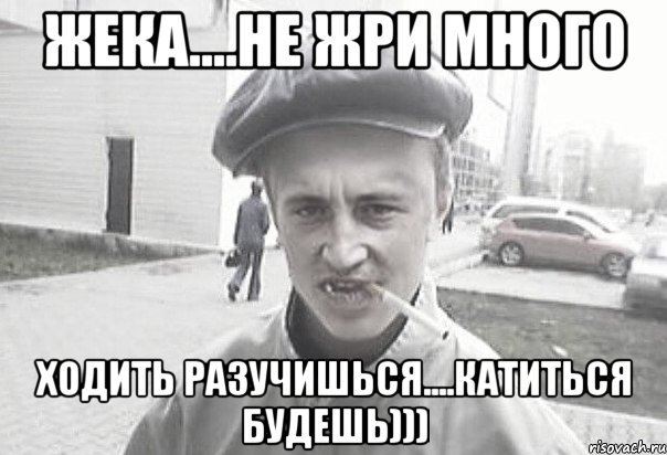 Жека....не жри много Ходить разучишься....катиться будешь))), Мем Пацанська философия