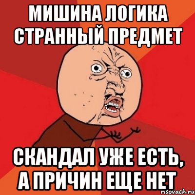 Мишина логика странный предмет скандал уже есть, а причин еще нет, Мем Почему