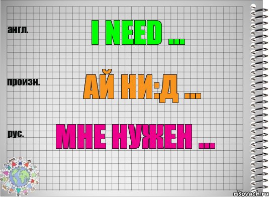 I need ... ай ни:д ... Мне нужен ..., Комикс  Перевод с английского