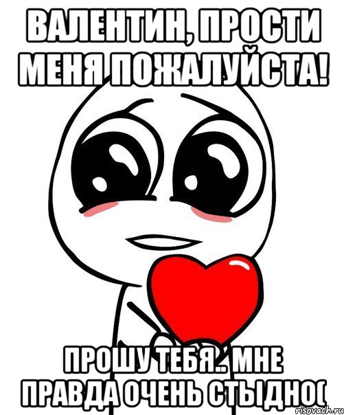 Валентин, прости меня пожалуйста! Прошу тебя.. мне правда очень стыдно(, Мем  Я тебя люблю