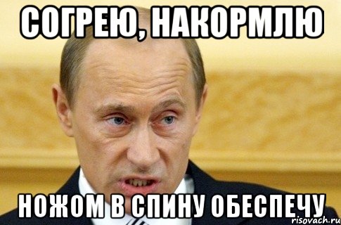 согрею, накормлю ножом в спину обеспечу, Мем путин