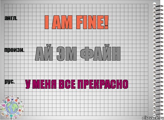 I am fine! Ай эм файн У меня все прекрасно, Комикс  Перевод с английского