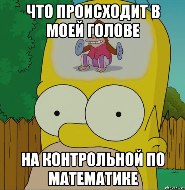 Что происходит в моей голове На контрольной по математике, Мем  Гомер Симпсон