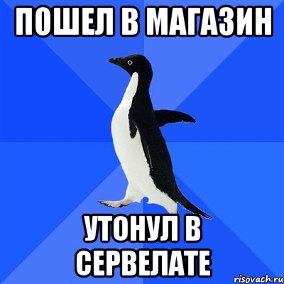 пошел в магазин утонул в сервелате, Мем  Социально-неуклюжий пингвин