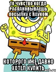 то чувство когда распаковываешь посылку с пауком которого уже давно хотел купить, Мем спанч боб