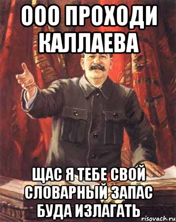 Ооо проходи каллаева Щас я тебе свой словарный запас буда излагать, Мем  сталин цветной