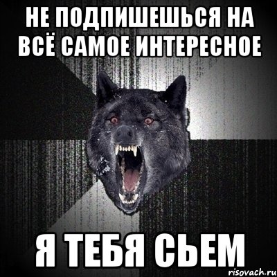 Не подпишешься на Всё самое интересное Я тебя сьем, Мем Сумасшедший волк