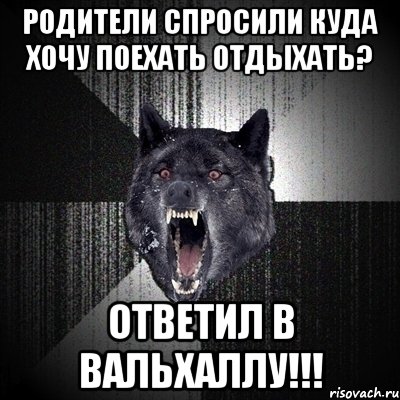 Родители спросили куда хочу поехать отдыхать? Ответил в Вальхаллу!!!, Мем Сумасшедший волк