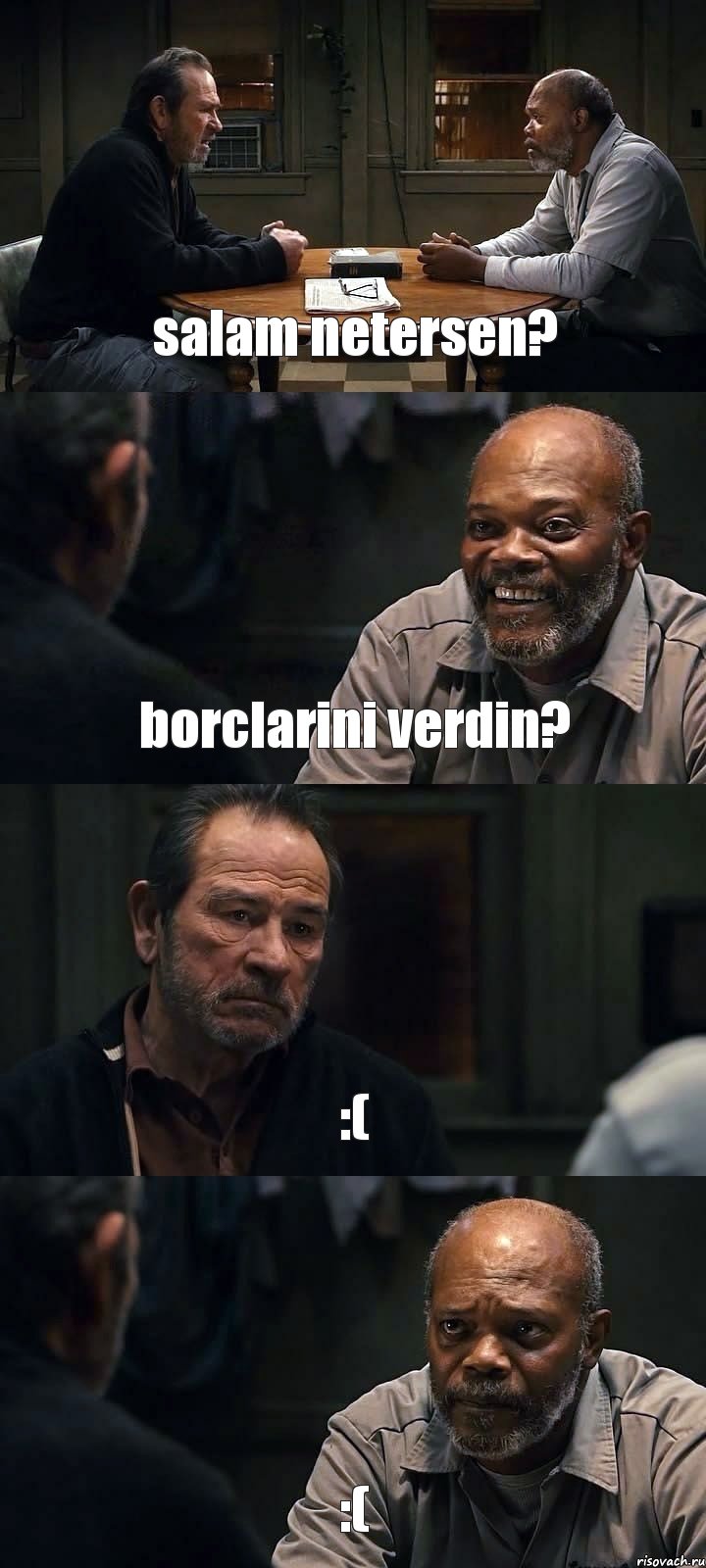 salam netersen? borclarini verdin? :( :(, Комикс The Sunset Limited