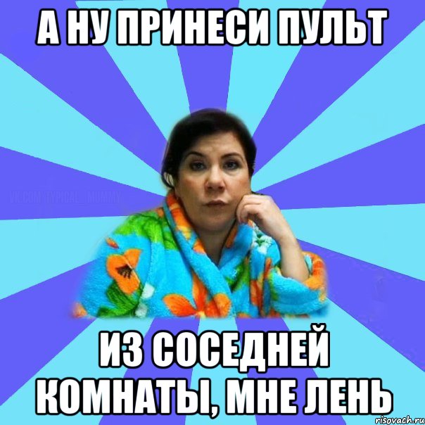 А ну принеси пульт Из соседней комнаты, мне лень, Мем типичная мама