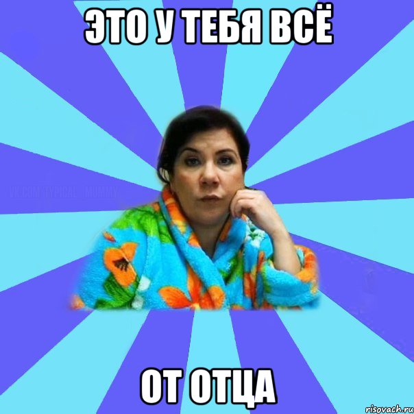 ЭТО У ТЕБЯ ВСЁ ОТ ОТЦА, Мем типичная мама