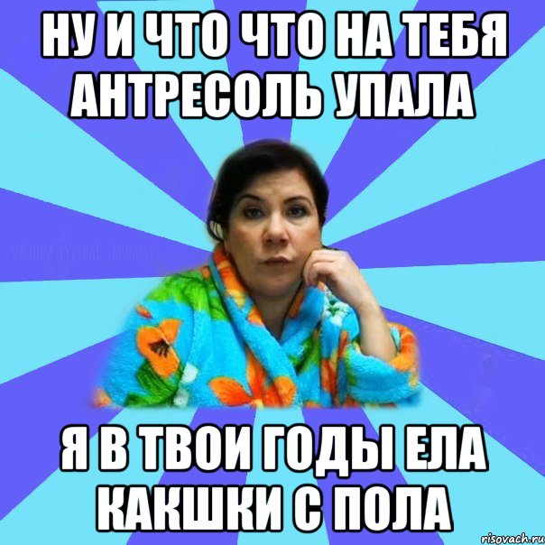 ну и что что на тебя антресоль упала я в твои годы ела какшки с пола, Мем типичная мама