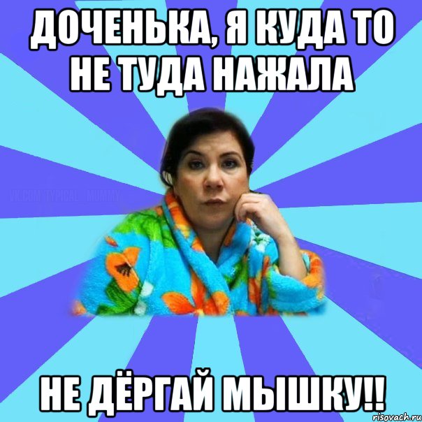 Доченька, я куда то не туда нажала Не дёргай мышку!!, Мем типичная мама