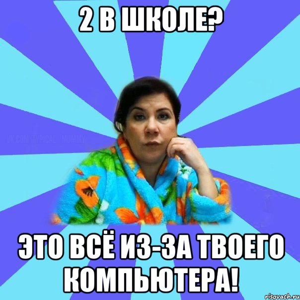 2 в школе? Это всё из-за твоего компьютера!, Мем типичная мама