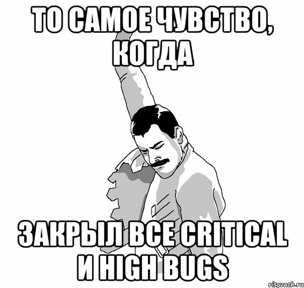 то самое чувство, когда закрыл все critical и high bugs