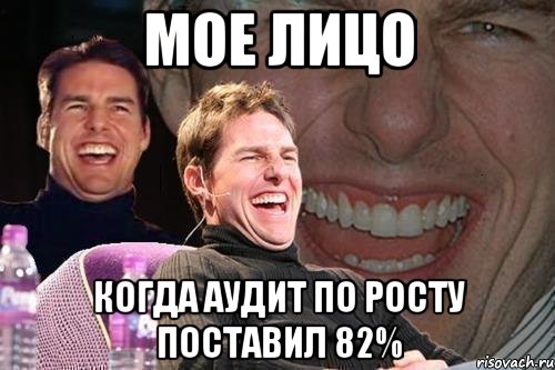 Мое лицо Когда аудит по росту поставил 82%, Мем том круз